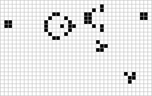 Animation d'une forme complexe appelée : planeur